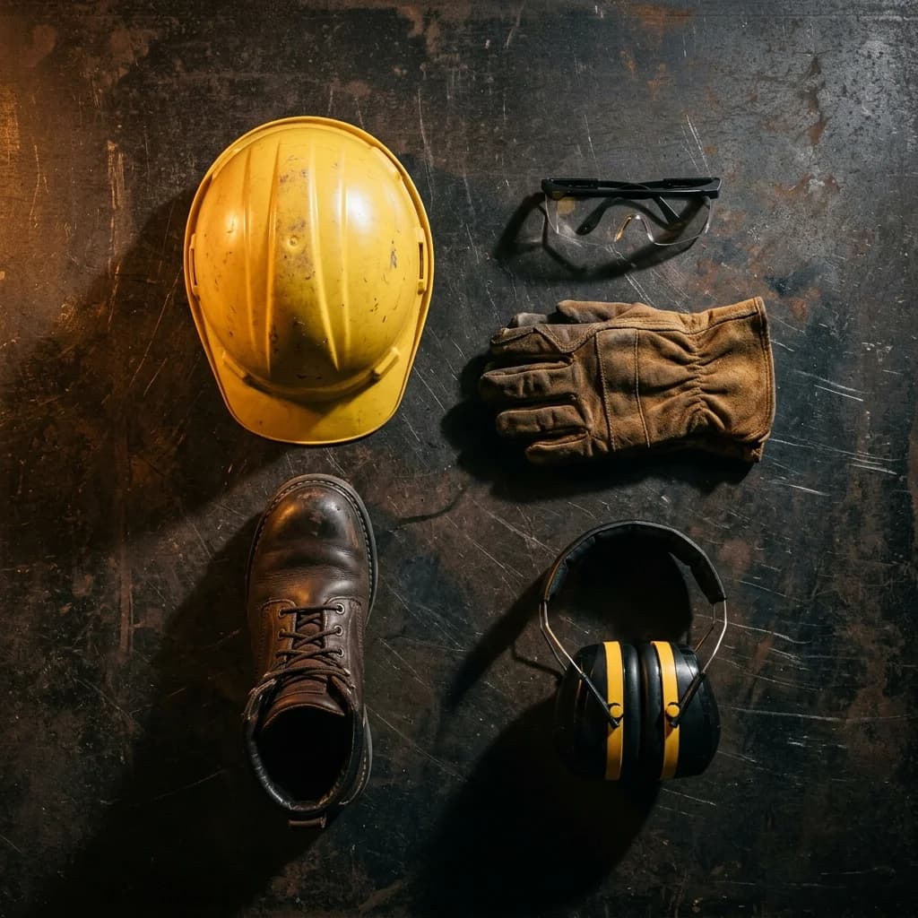 Industrial safety equipment on steel surface